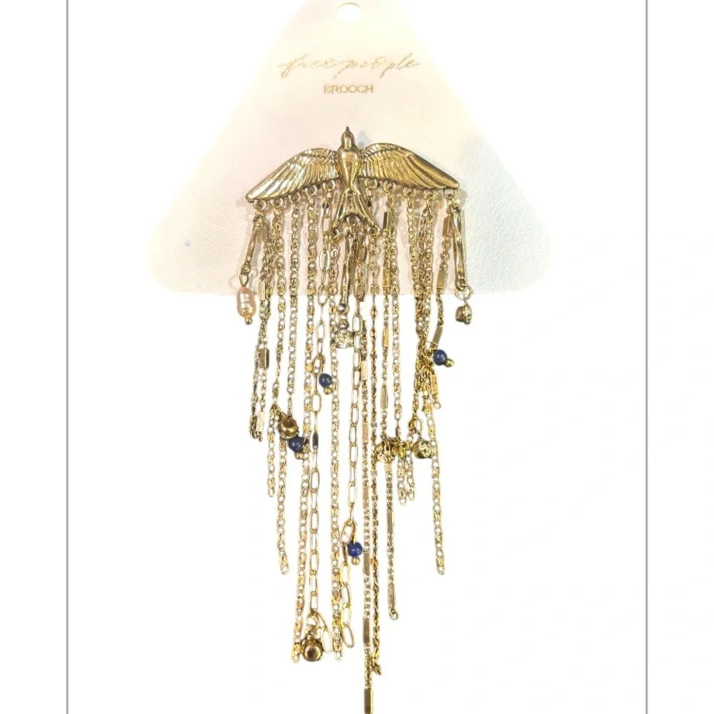 Free People Cresta Brooch Gold NWT